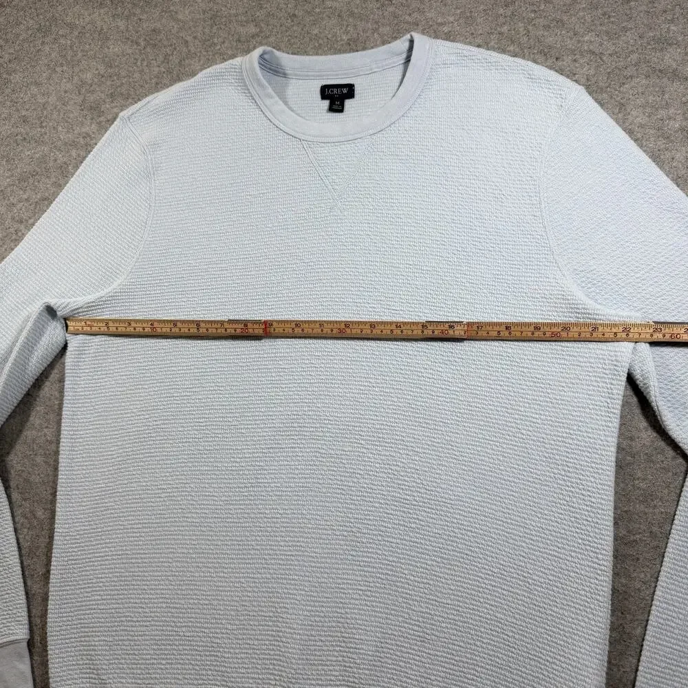 J. Crew Waffle Knit Sweatshirt Mens M Light Blue Crewneck Cotton Casual Pullover